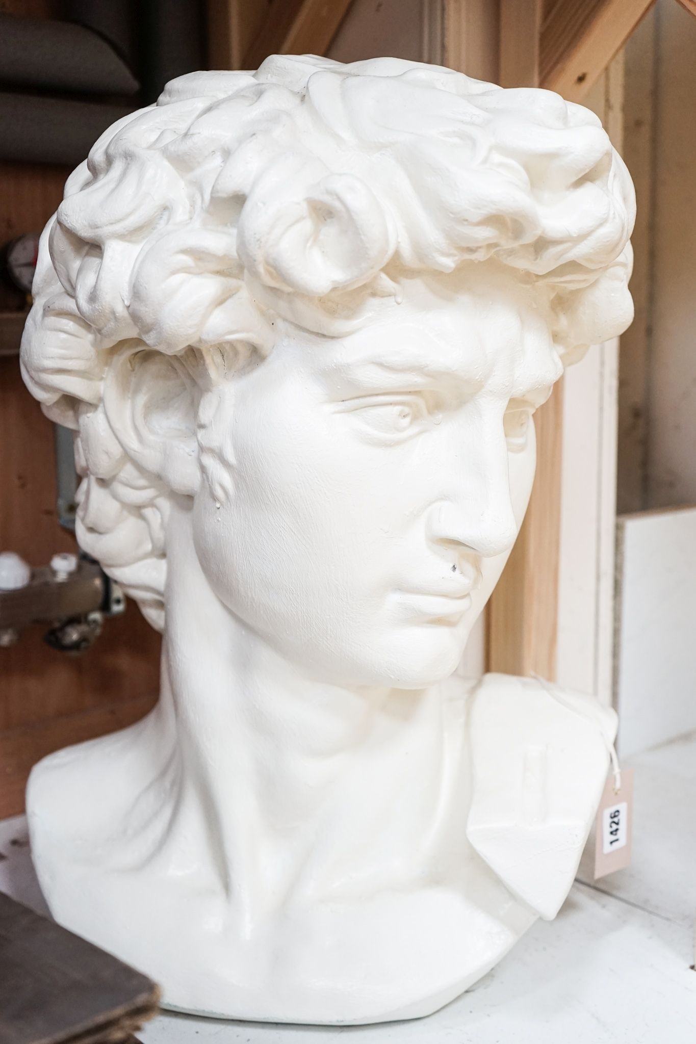 After Michelangelo large white painted composition portrait bust, 'David' 60cm